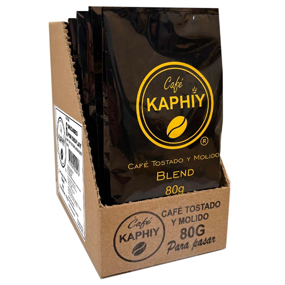 Café Tostado y Molido KAPHIY Bolsa 80g Paquete 6un