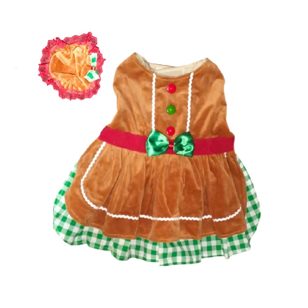 Vestido galleta de jengibre deluxe para mascotas talla 3