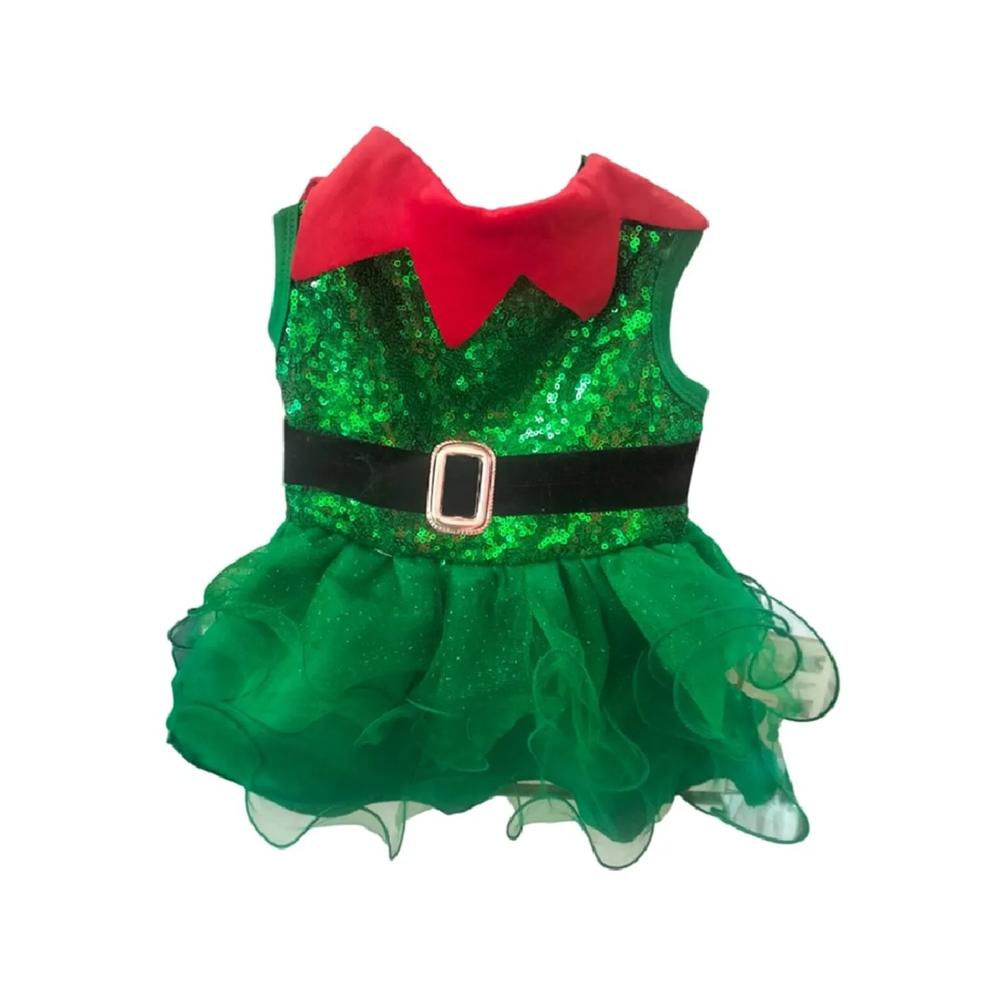 Vestido navideño duende lentejuelas perros y gatos talla 5