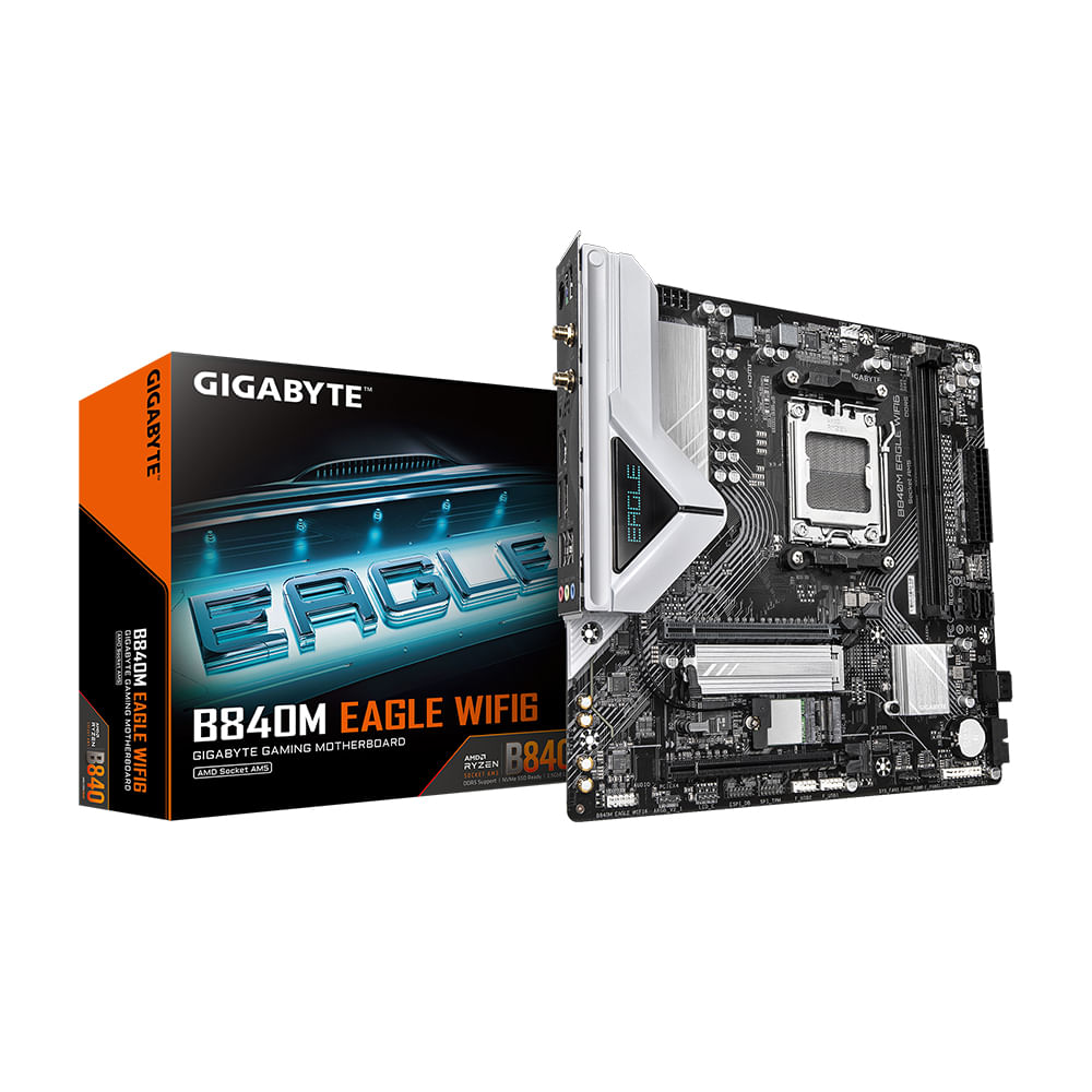 Motherboard GIGABYTE B840M EAGLE WIFI6  Chipset AMD B840 Socket AM5 Formato ATX Alta Conectivid