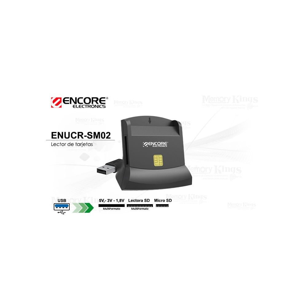 Lector de DNI Electrónico Encore ENUCRSM02SD  Conexión USB compacto y de alta velocidad