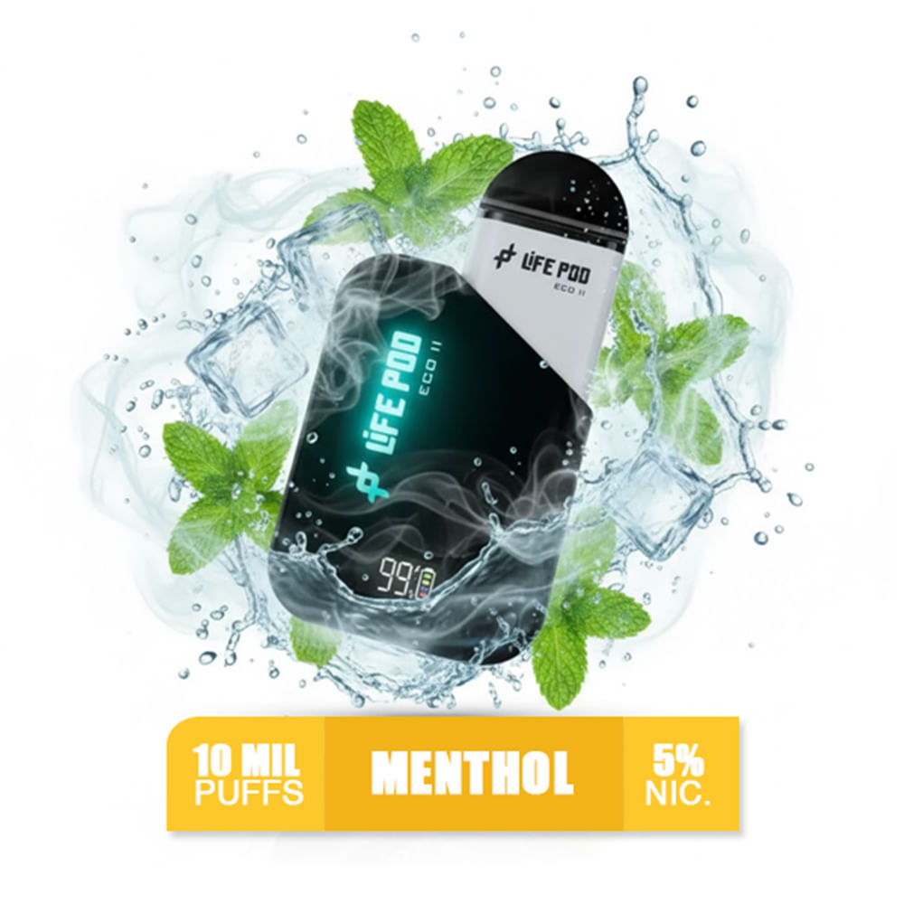 Menthol Life Pod Eco 2 Kit Bateria más Pod 10k Puffs