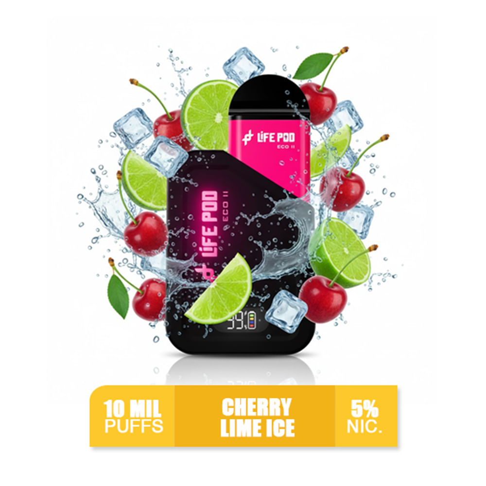 Cherry Lime Ice Life Pod Eco 2 Kit Bateria más Pod 10k Puffs