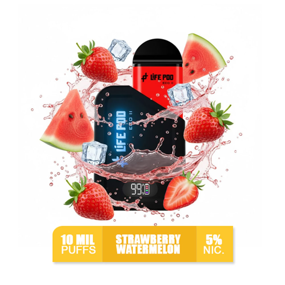 Strawberry Watermelon  Life Pod Eco 2 Kit Bateria más Pod 10k Puffs