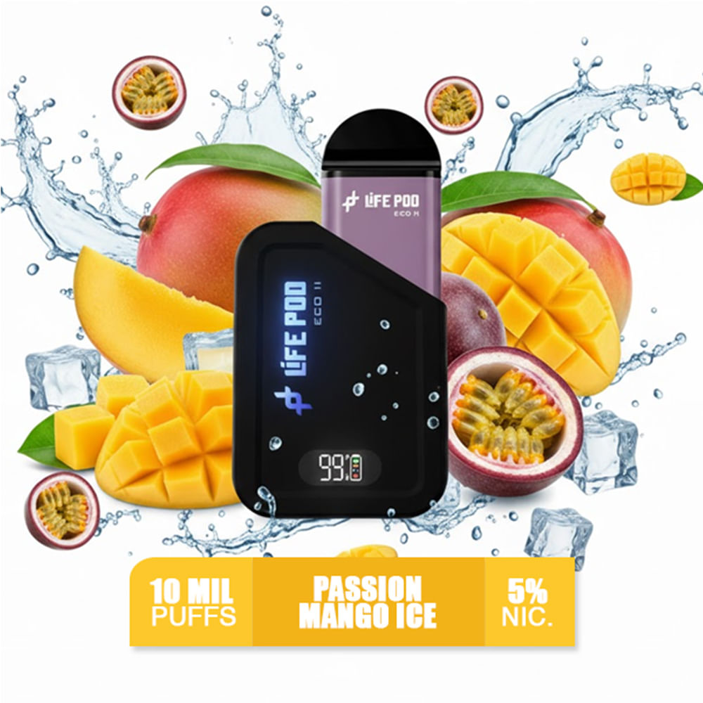 Pasion Mango Ice Life Pod Eco 2 Kit Bateria más Pod 10k Puffs