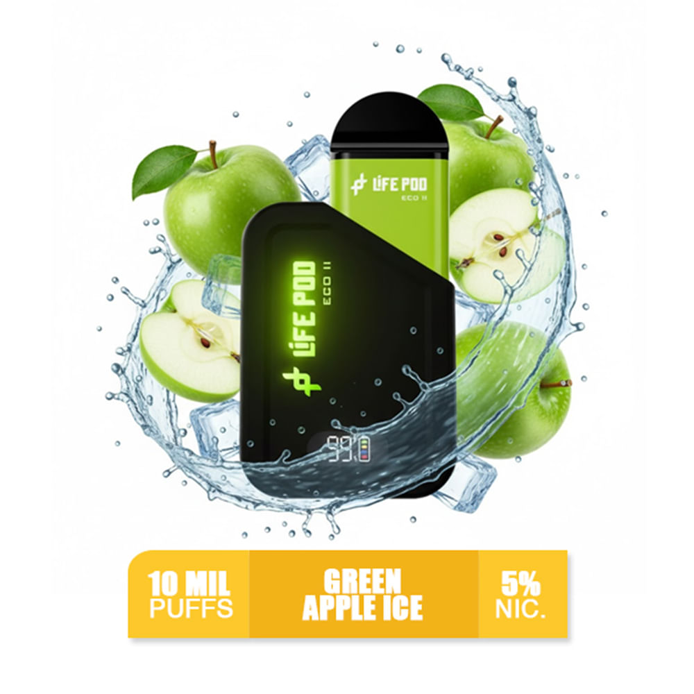 Green Apple Ice Life Pod Eco 2 Kit Bateria más Pod 10k Puffs