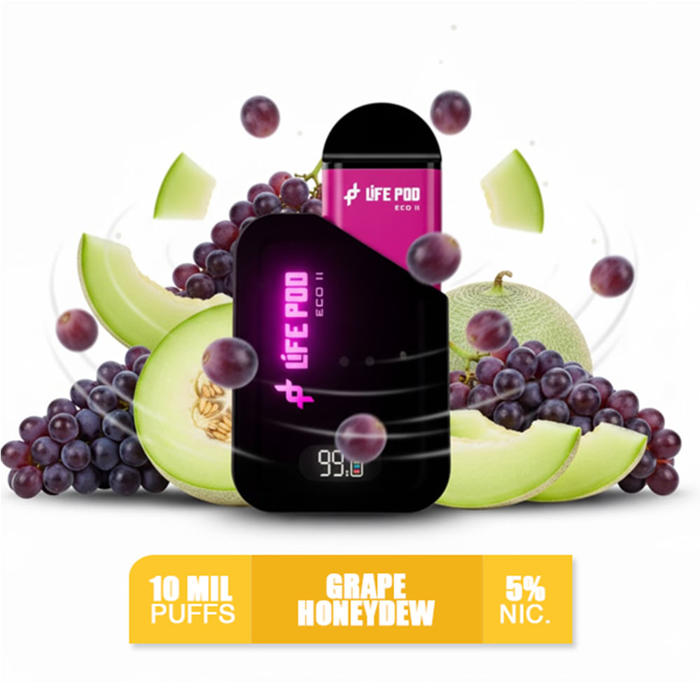 Grape Honeydew Life Pod Eco 2 Kit Bateria más Pod 10k Puffs