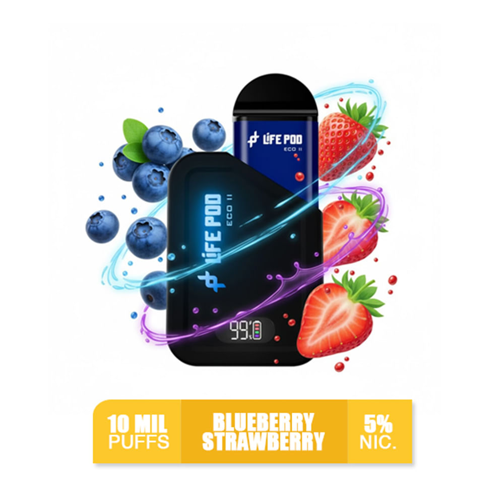Blueberry Strawberry Life Pod Eco 2 Kit Bateria más Pod 10k Puffs