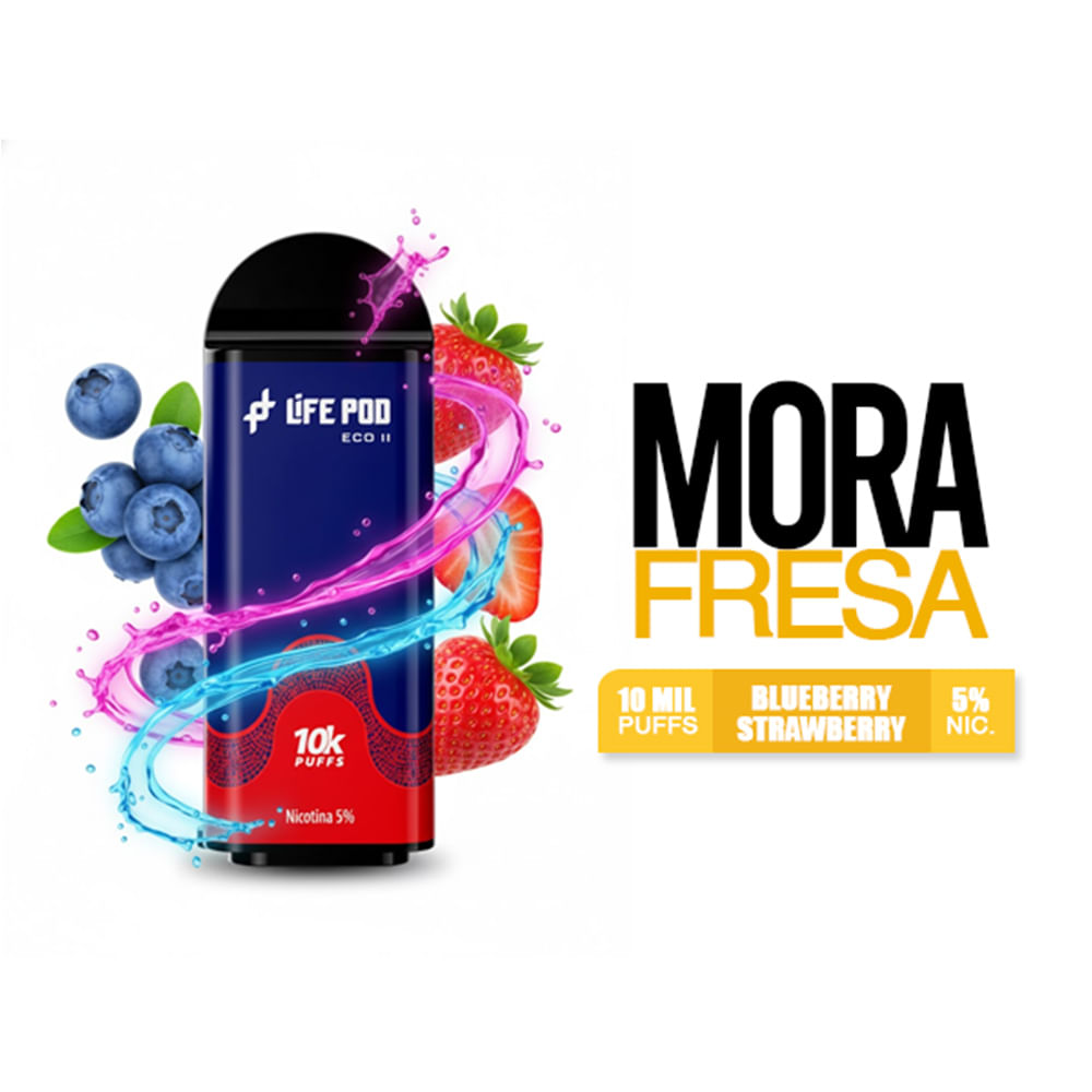 Cartucho Blueberry Strawberry Life Pod 10k Puffs