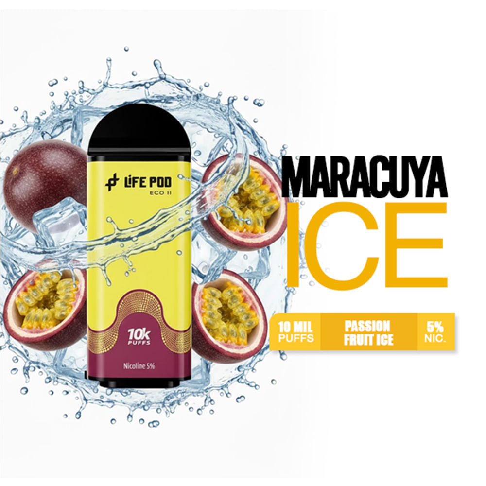 Cartucho Passion Fruit Ice - Life Pod 10k Puffs