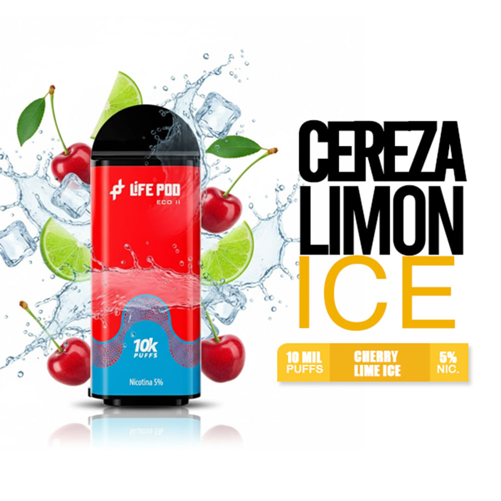 Cartucho Cherry Lime Ice - Life Pod 10k Puffs