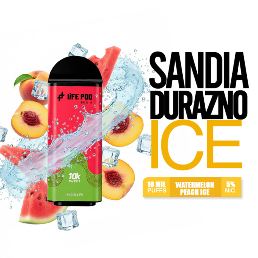 Cartucho Watermelon Peach Ice - Life Pod 10k Puffs