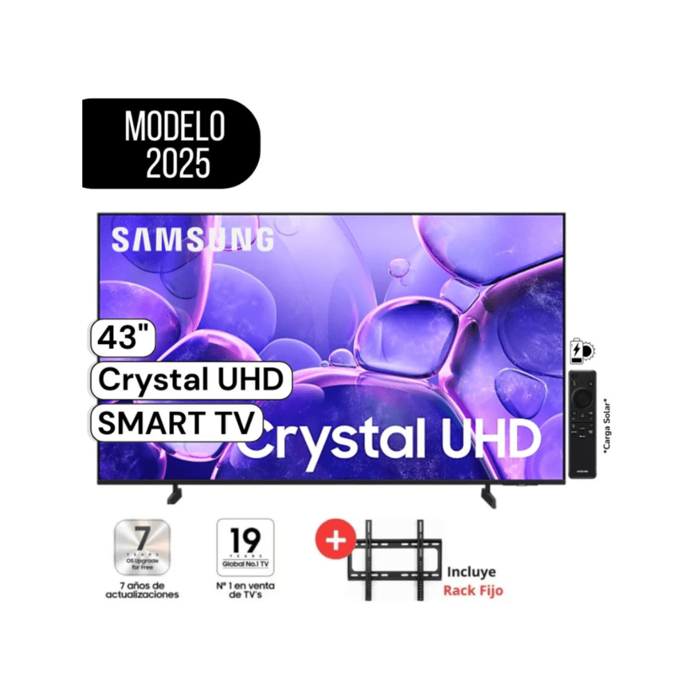 Televisor Samsung Crystal 43 Crystal 4K UHD UN43U8000FGXPE Con RackFijo