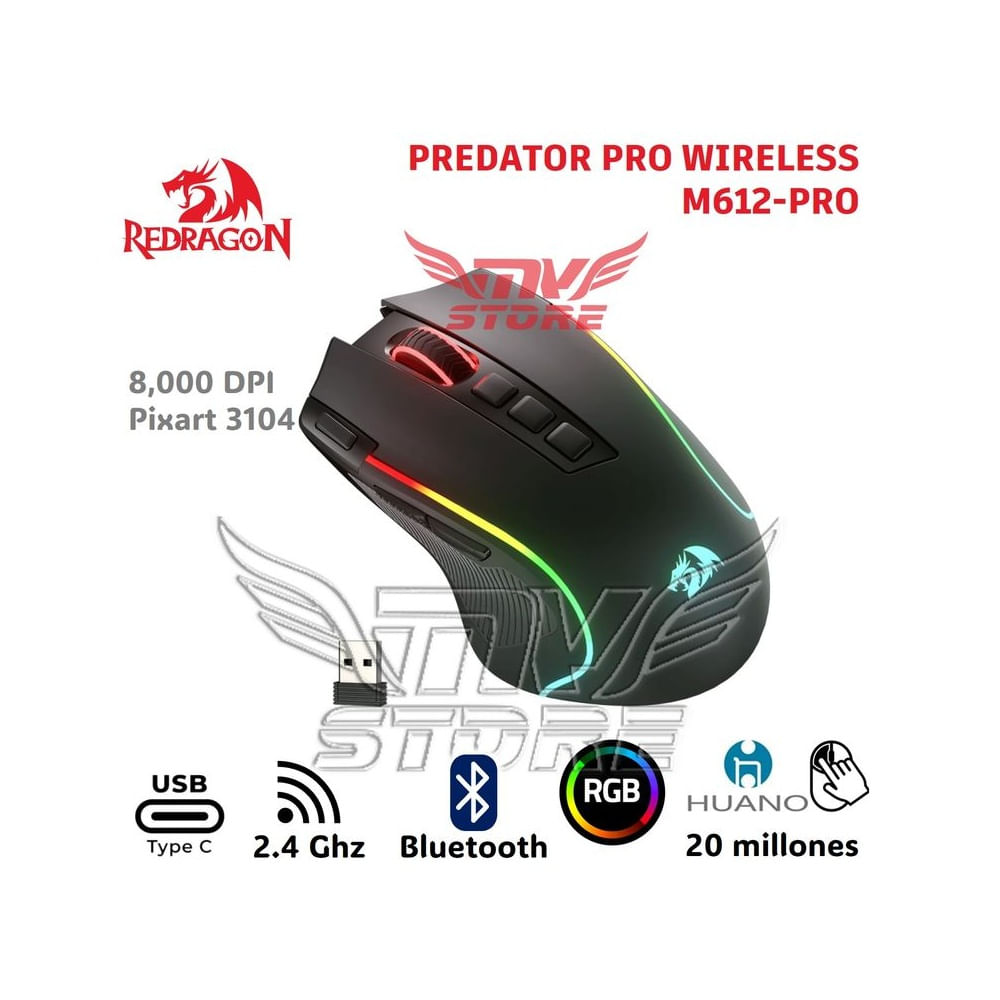 Mouse Gamer Inalambrico RGB Redragon Invader Pro Negro M719
