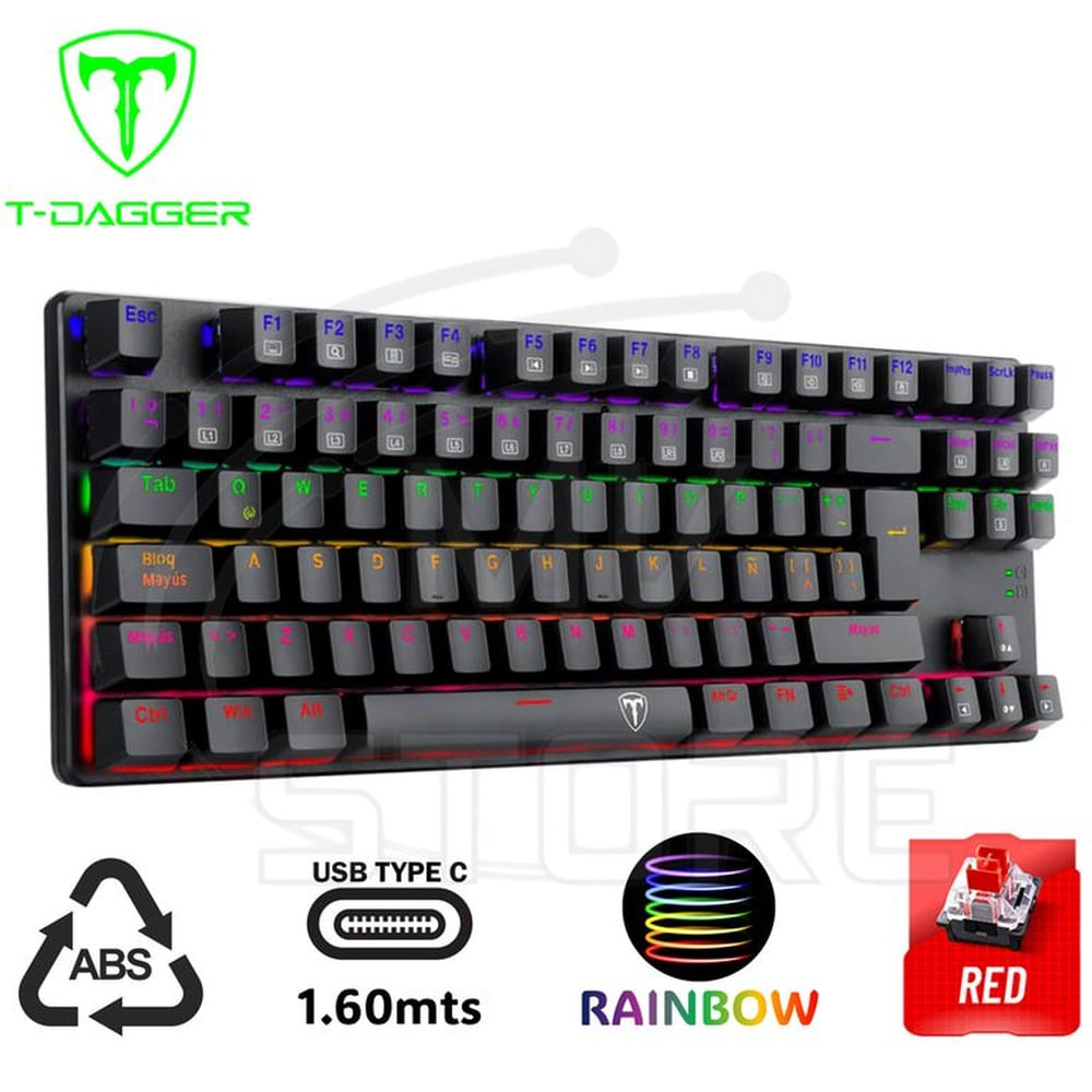 Teclado Mecanico T-Dagger Bora Rainbow T-TGK313-RD Español Red Switch