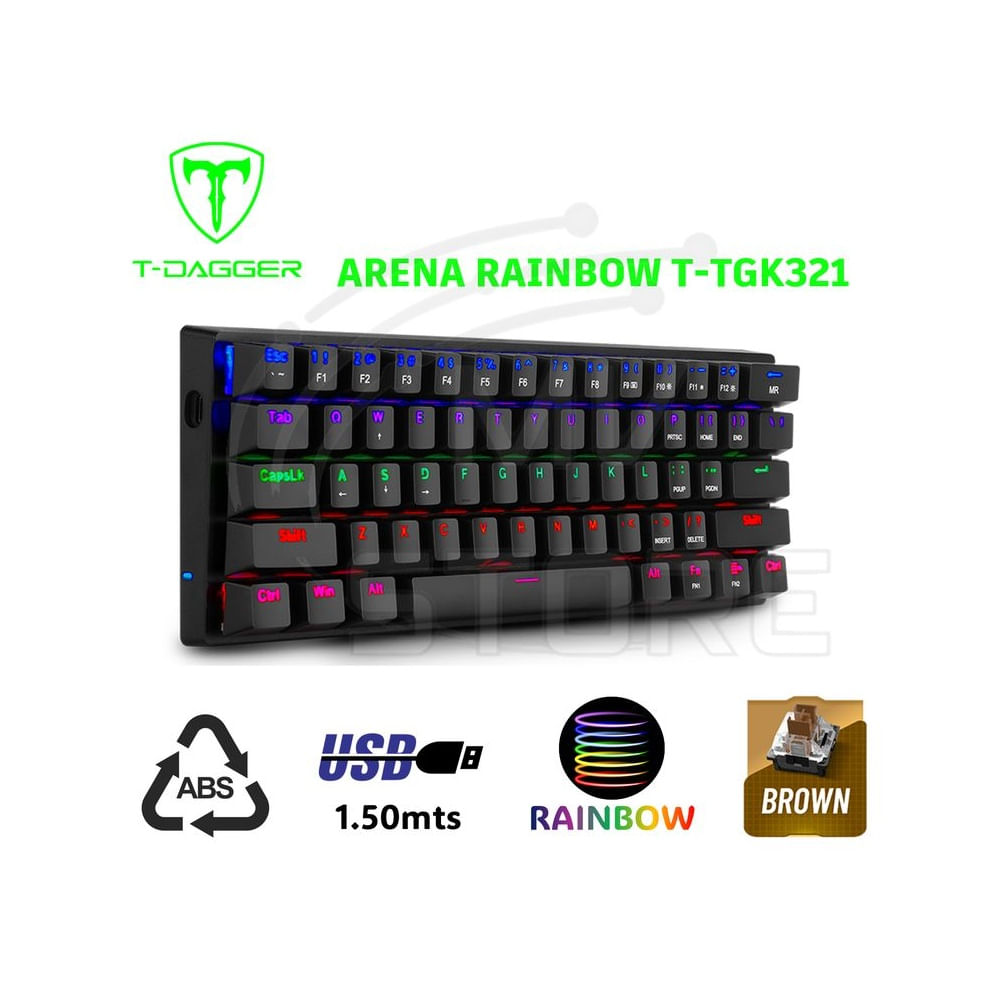 Teclado Mecanico T-Dagger Arena Rainbow T-TGK321 Español BrownSwitch