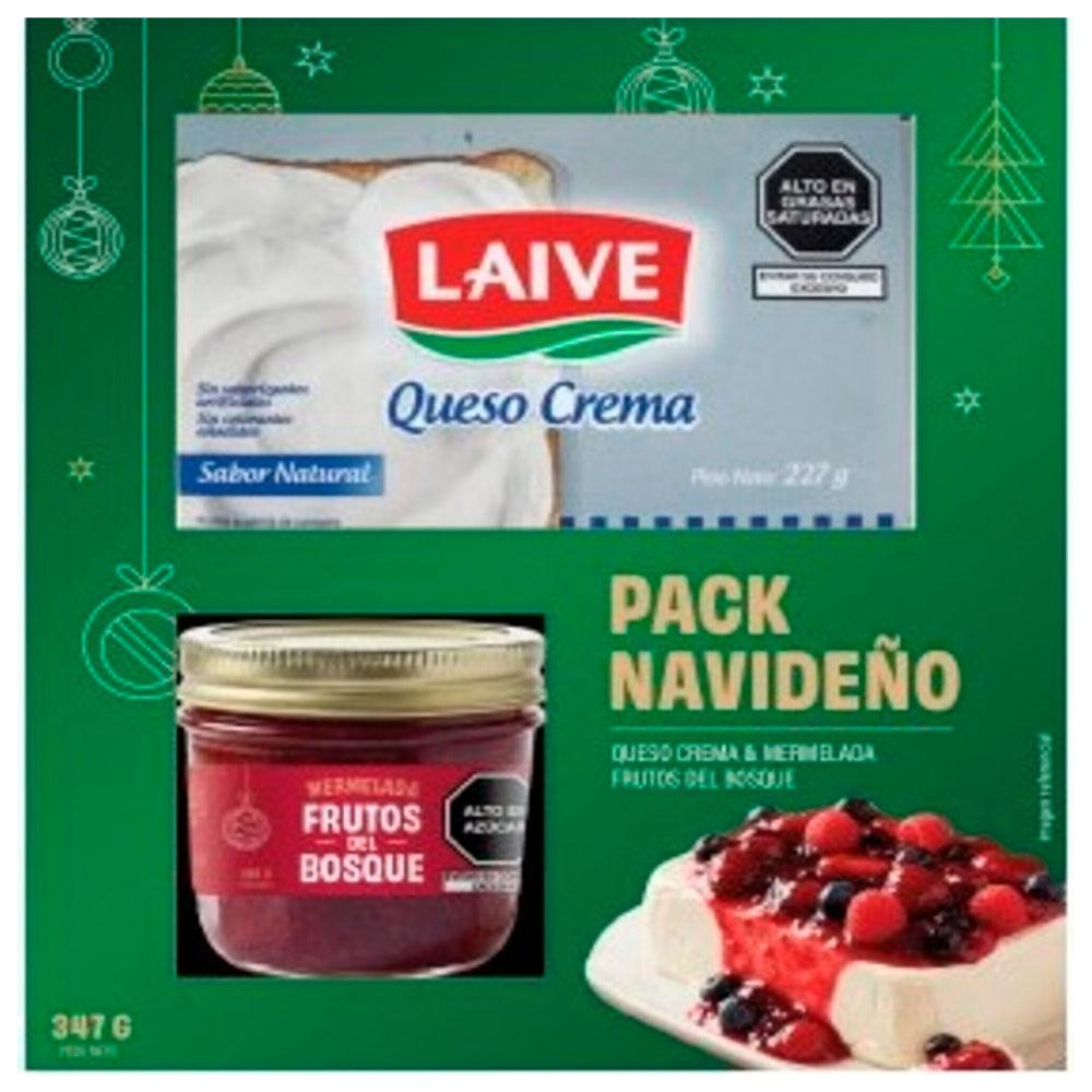 Pack LAIVE Queso Crema + Mermelada LAIVE Frutos Rojos Paquete 347g