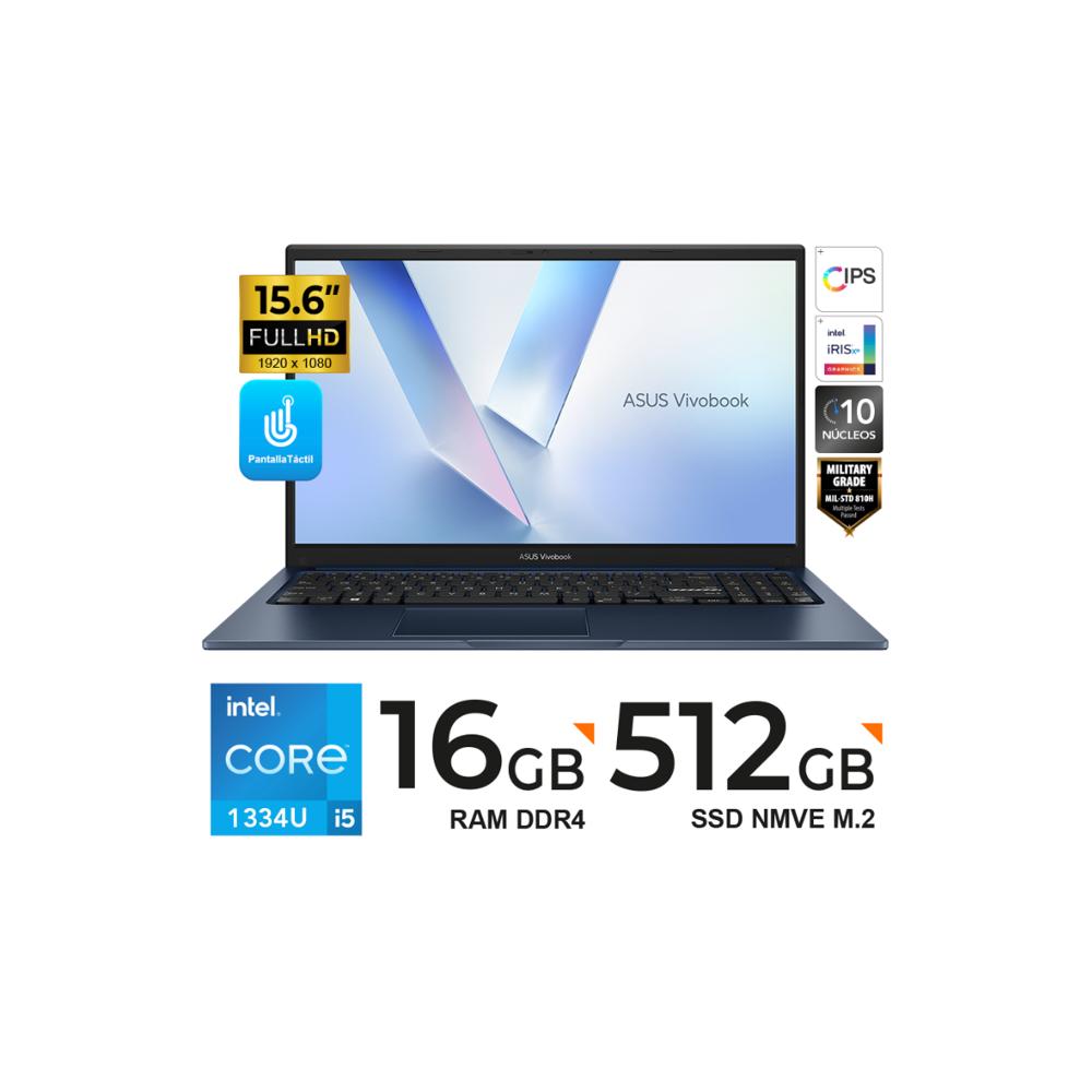 LAPTOP ASUS VIVOBOOK 15 X1504VA 15.6 FHD 1920 x 1080 TOUCH Core i5-1334U 16GB RAM 512GB SSD FreeDOS