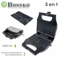 Waffles Bossko Intercambiables para Sandwichera y Grill  3 en 1 Negro