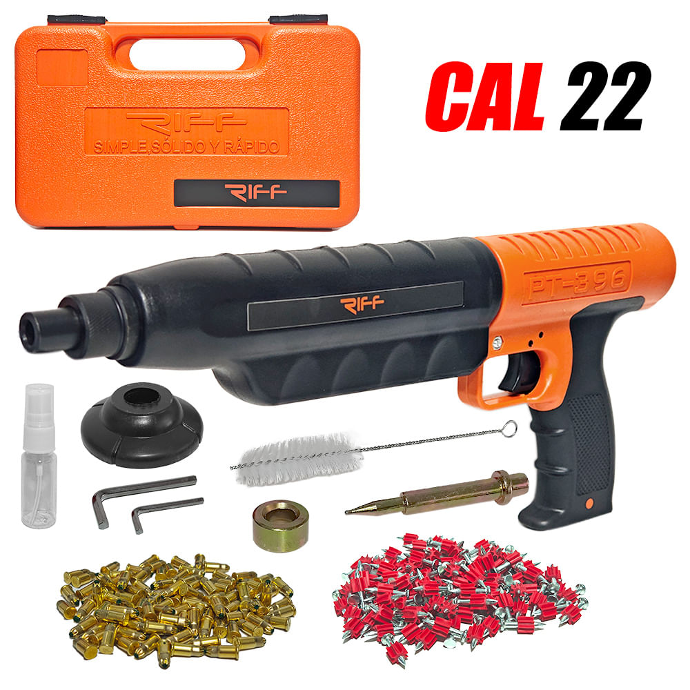 Pistola Fulminante Drywall Silenciosa Calibre 22 Semi Automatica  100  Clavos  y 100 Fulmiantes