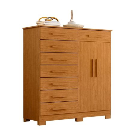 Cómoda Praga 8 Cajones 2 Puertas MDP Castaño Albatroz