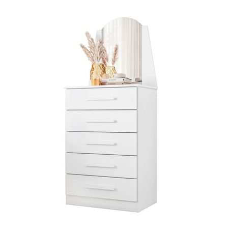 Comoda Tocador Praga 5 Cajones MDP Blanco Albatroz