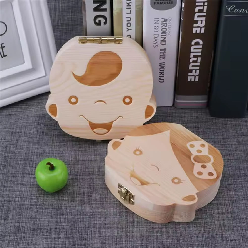 Cajita para Dientes De Bebé De Madera NIÑO