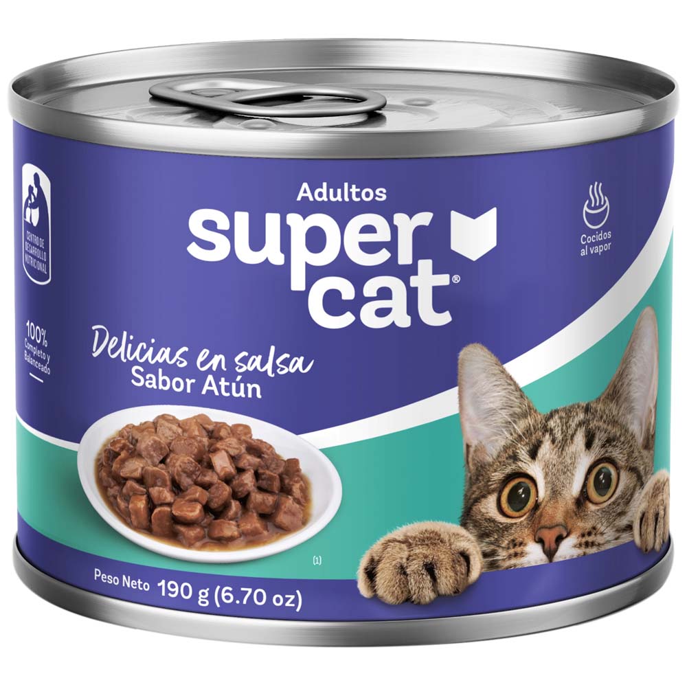 Alimento Húmedo para Gato SUPERCAT Adulto Sabor Atún Lata 190g