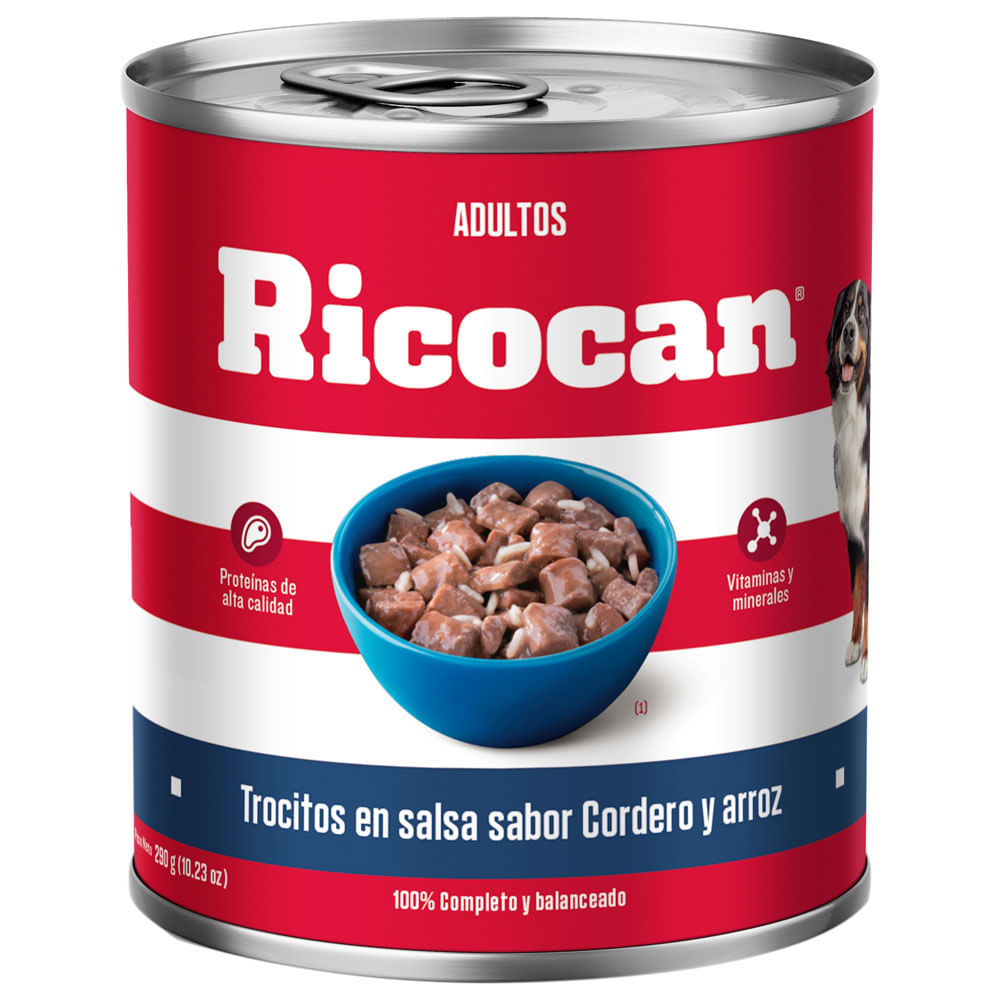 Trocitos en Salsa Ricocan Adultos Cordero y Arroz 290g