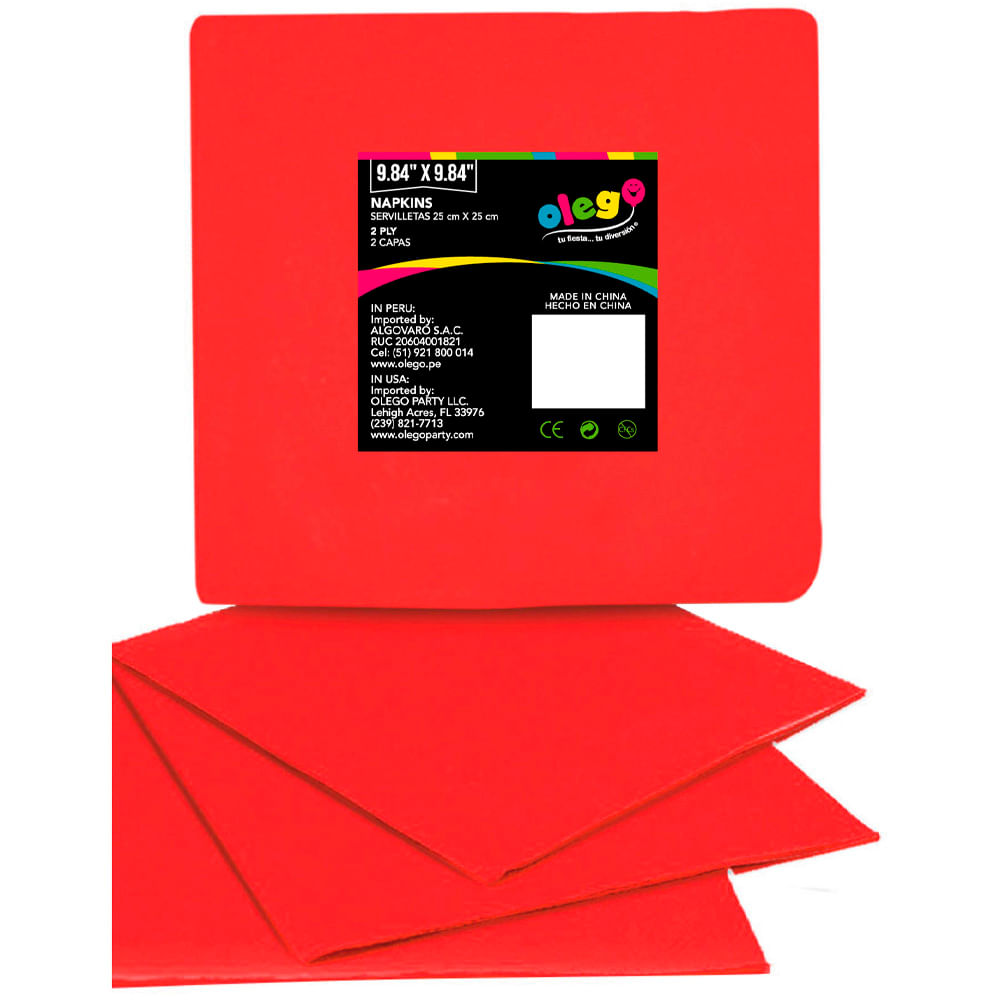 Servilleta cocktail rojo OLEGO paquete 20un