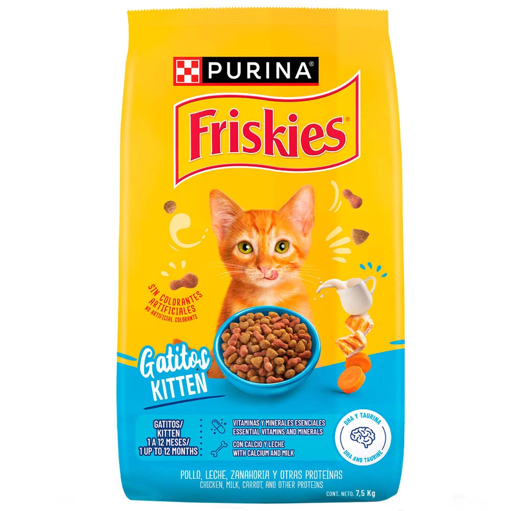 Alimento para Gato FRISKIES Gatito Pollo, Zanahoria y Leche Bolsa 7.5Kg