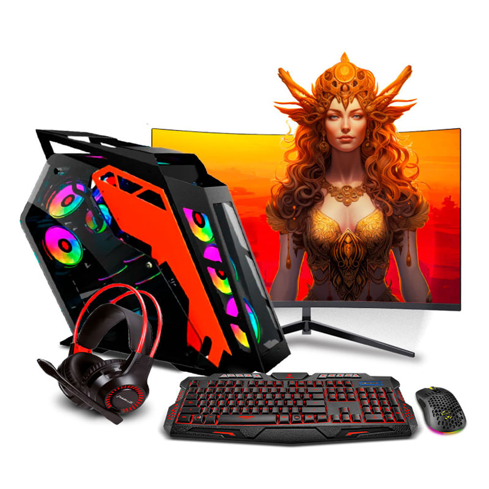COMPUTADORA PC GAMER K-PLUS ORANGE CORE I7 14700F 32GB 1TB 24 RTX5060 8GB MI PC LISTA MIPCLISTA
