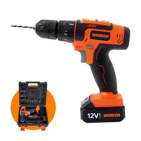 Taladro Percutor Werken KF-CD09-33PZ-BMC 12V 1.5 Ah + 16 Accesorios