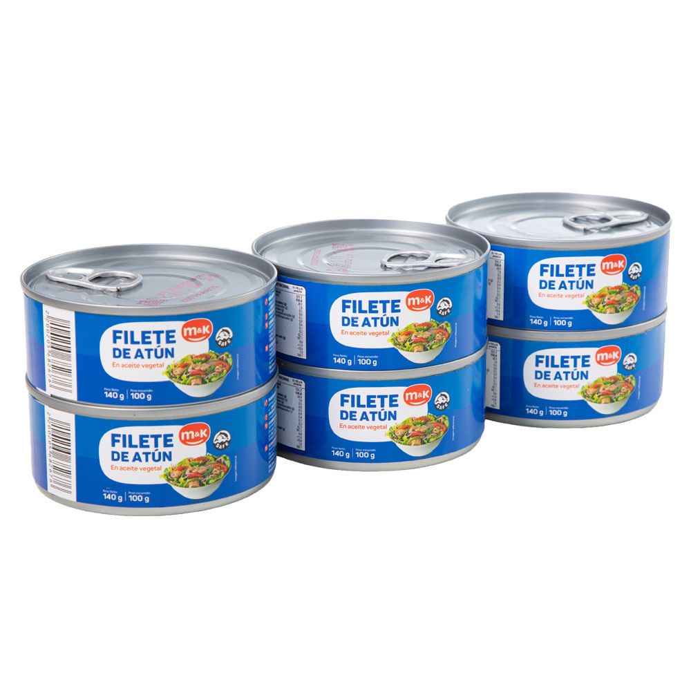 Filete de Atún en Aceite M&K Lata 140g Paquete 6un