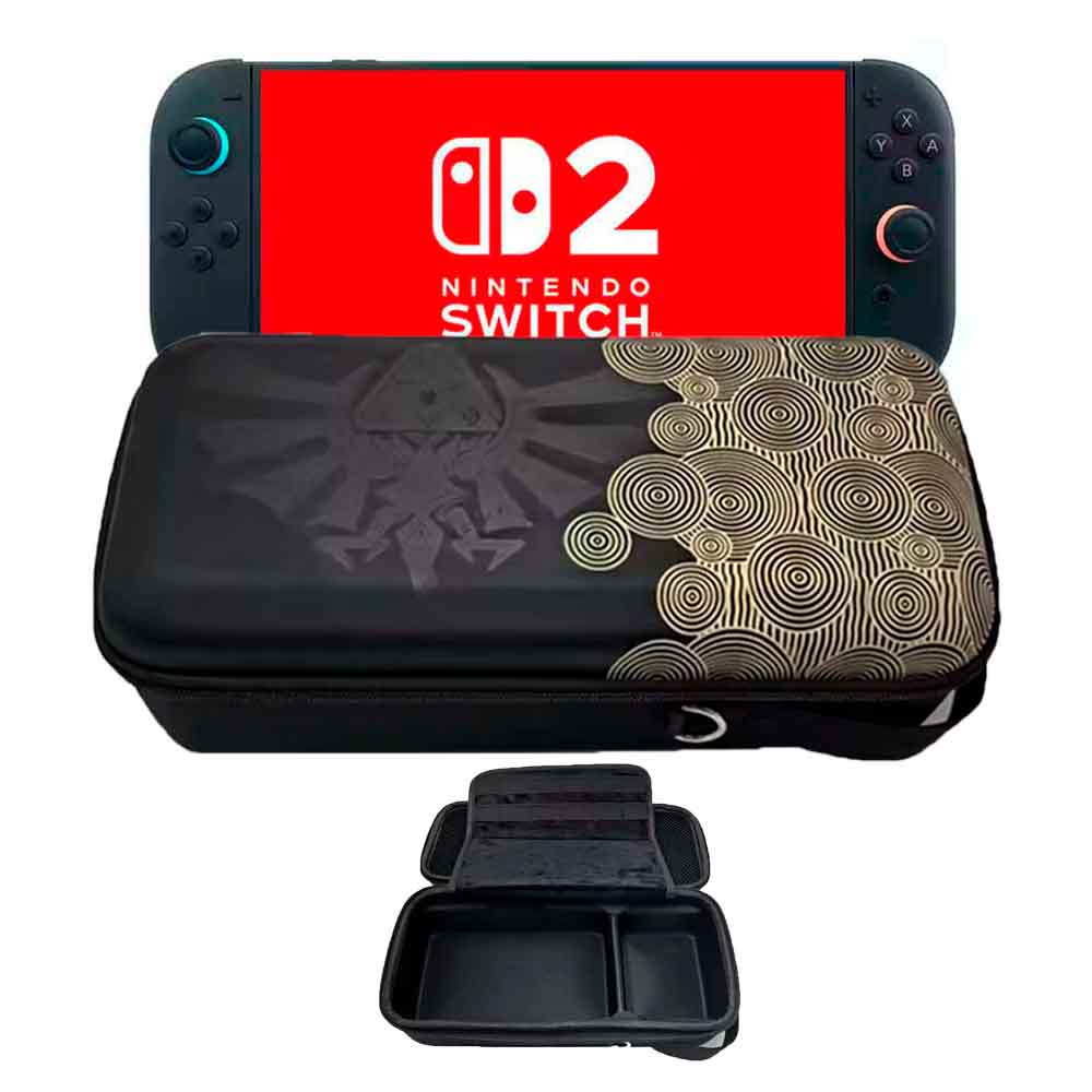 Estuche para Nintendo Switch 2 Mediano Rígido Eva con Sujetador Zelda Negro/Amarillo