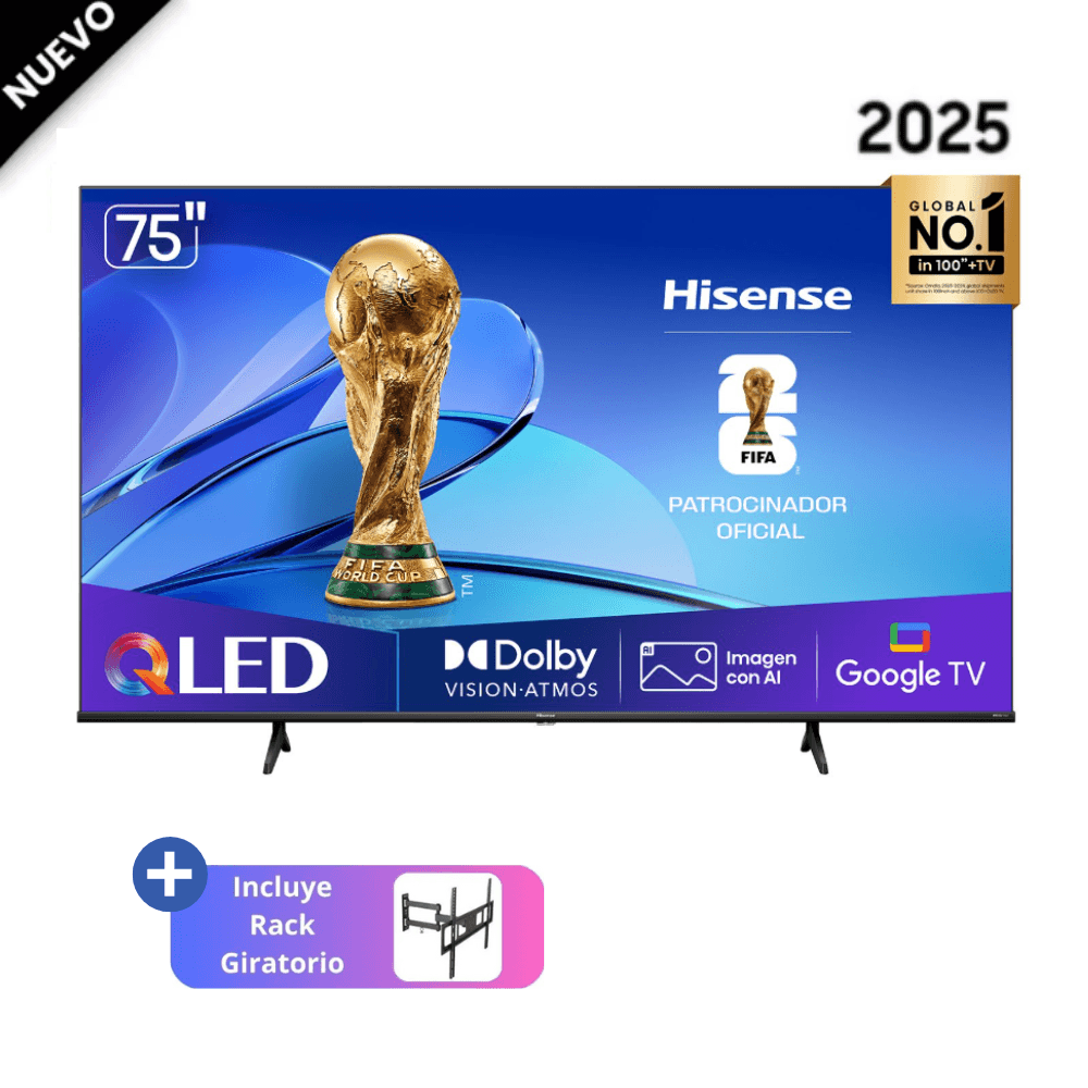 Televisor Hisense 75 Qled 4k 75qd6n Google Tv 2025 Con RackGiratorio