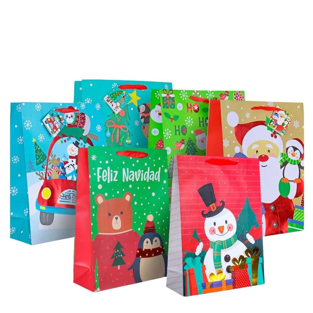 Bolsa de regalo navideña 20 por 25 pack de 6