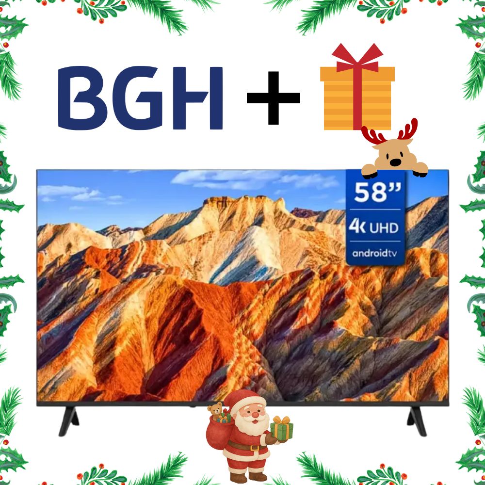 TELEVISOR BGH 58 UHD 4K SMART ANDROID TV LED 3HDMI 2USB WIFI BLUETOOTH NEGRO MAS REGALO