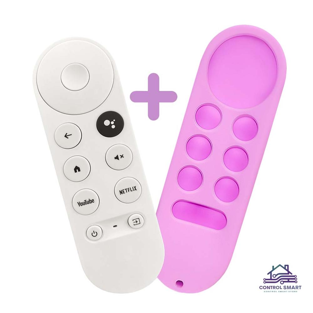 Control Remoto Compatible con Chromecast Google TV 4K HD con Funda Protectora  Rosa