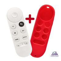 Control Remoto Compatible con Chromecast Google TV 4K HD con Funda Protectora Roja