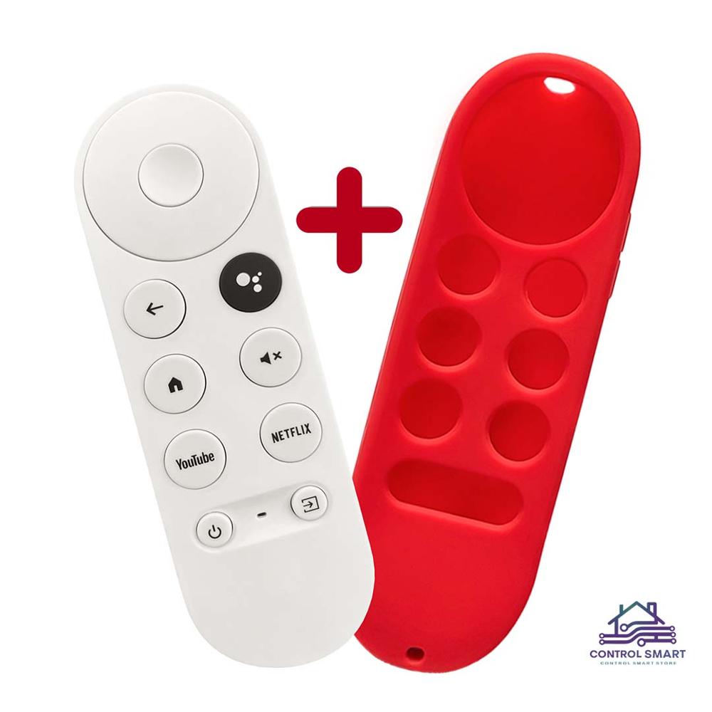 Control Remoto Compatible con Chromecast Google TV 4K HD con Funda Protectora Roja