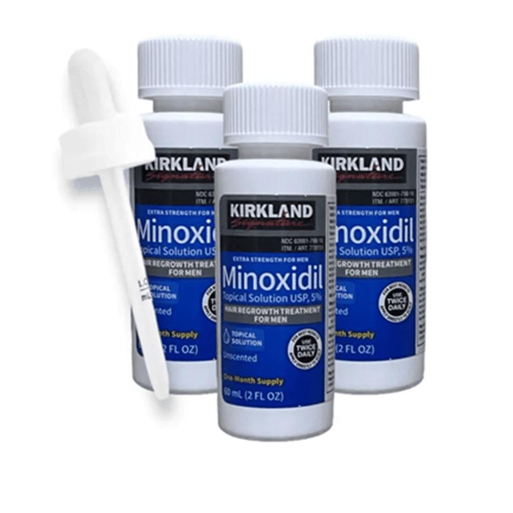 Minoxidil Kirkland  Aumento Cabello y Barba Pack X3 de 60 mL