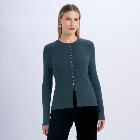 Chompa Mujer Malabar Buttons Verde Militar Talla XL