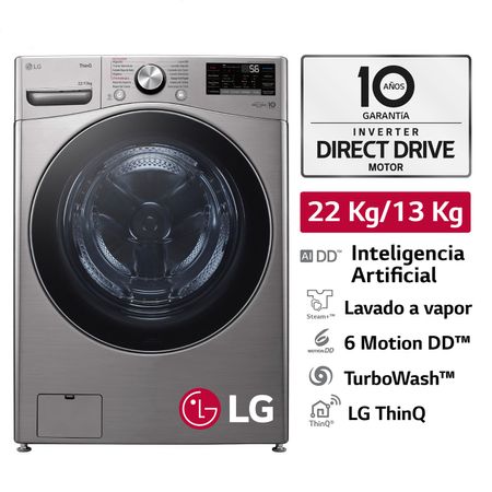 Lavaseca LG WD22VV2S6R 22/13Kg Plateado