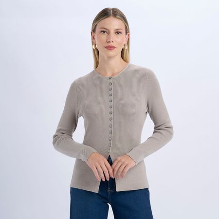 Chompa Mujer Malabar Buttons Taupe Talla L