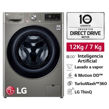 Lavaseca LG WD12PVC3S6C 12/7Kg Platino