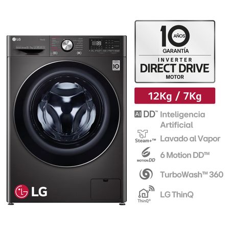 Lavaseca LG WD12BVC2S6C 12/7Kg Negro Acero