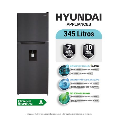 Refrigeradora Hyundai 345 L No frost HYRF3482NF Top Mount (Top Mount) Negro
