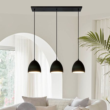 Lámpara De Techo X3 Negra 128Cm