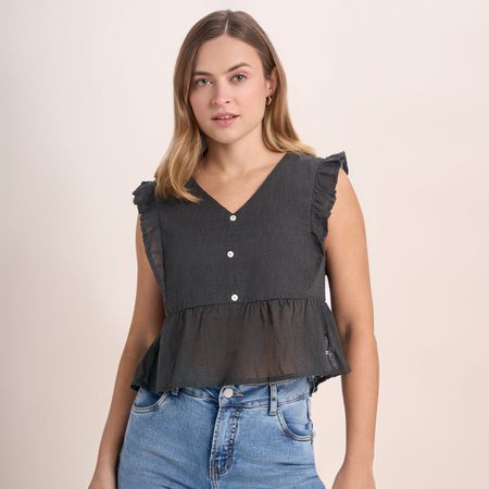 Blusa Mujer Amc Perlado R Grafito Talla L